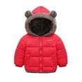 thumbnail image 1 of Baby Boys Girls Winter Coats Toddler Hooded down Jackets Kids Zip up Thicken Warm Fleece Lined Lightweight Puffer Jackets Outerwear Red 7-8T, 1 of 8