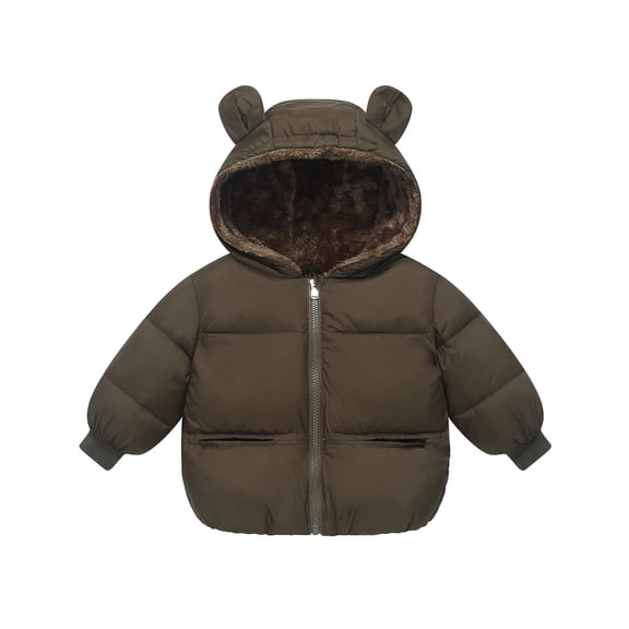 Baby Boys Girls Winter Coats Toddler Light Puffer Down Jacket Kids Bear Hoods Padded Outwear(Color:Coffee,Size:18-24 Months)