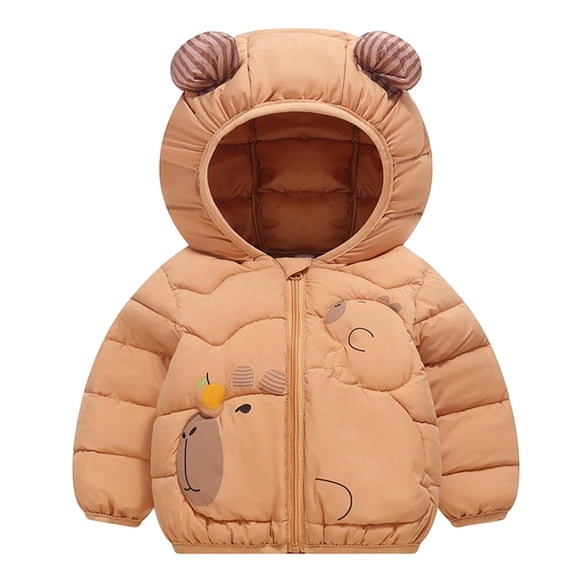 Baby Boys Girls Winter Coats Toddler Light Puffer Down Jacket Infant Kids Bear Hoods Padded Outwear(Color:Coffee,Size:2-3 Years)