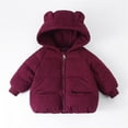 thumbnail image 1 of Baby Boys Girls Winter Down Coat Bear Ear Hooded Jackets Fleece Zip Up Outerwear Light Weight Windproof Puffer Padded Children's Winter Coat Size 5-6, 1 of 4