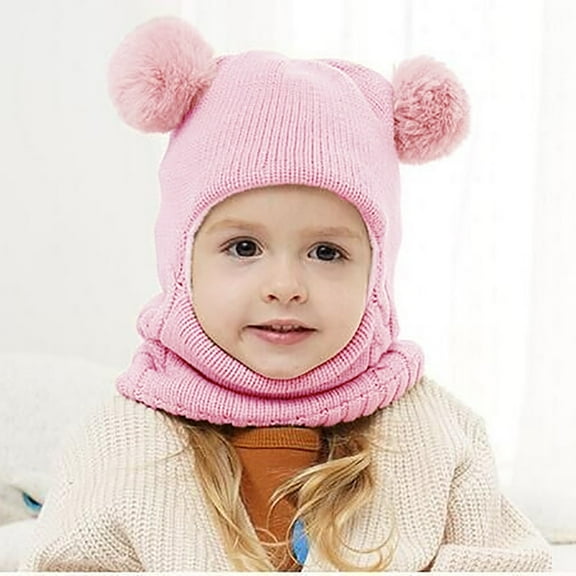 Children's Balaclava Hat with Scarf 2 in 1 Kids Warm Windproof Knit Hood Hat for Winter Toddler Winter Hat Boy 1-6 Years