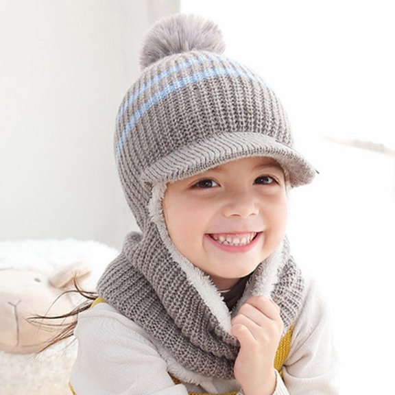 Baby Boys Girls Winter Hat Scarf Set 2 in 1 Boys Girls Warm Windproof Knit Hat Cap for Winter Baby Girl Beanie