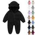 thumbnail image 1 of Baby Boys Girls Winter Outfit Bear Hooded Zip-Up Jumpsuit Full Body Scratch Protection Warm Coat for Cold Weather Outdoor Indoor Wear Infant Romper, 1 of 10