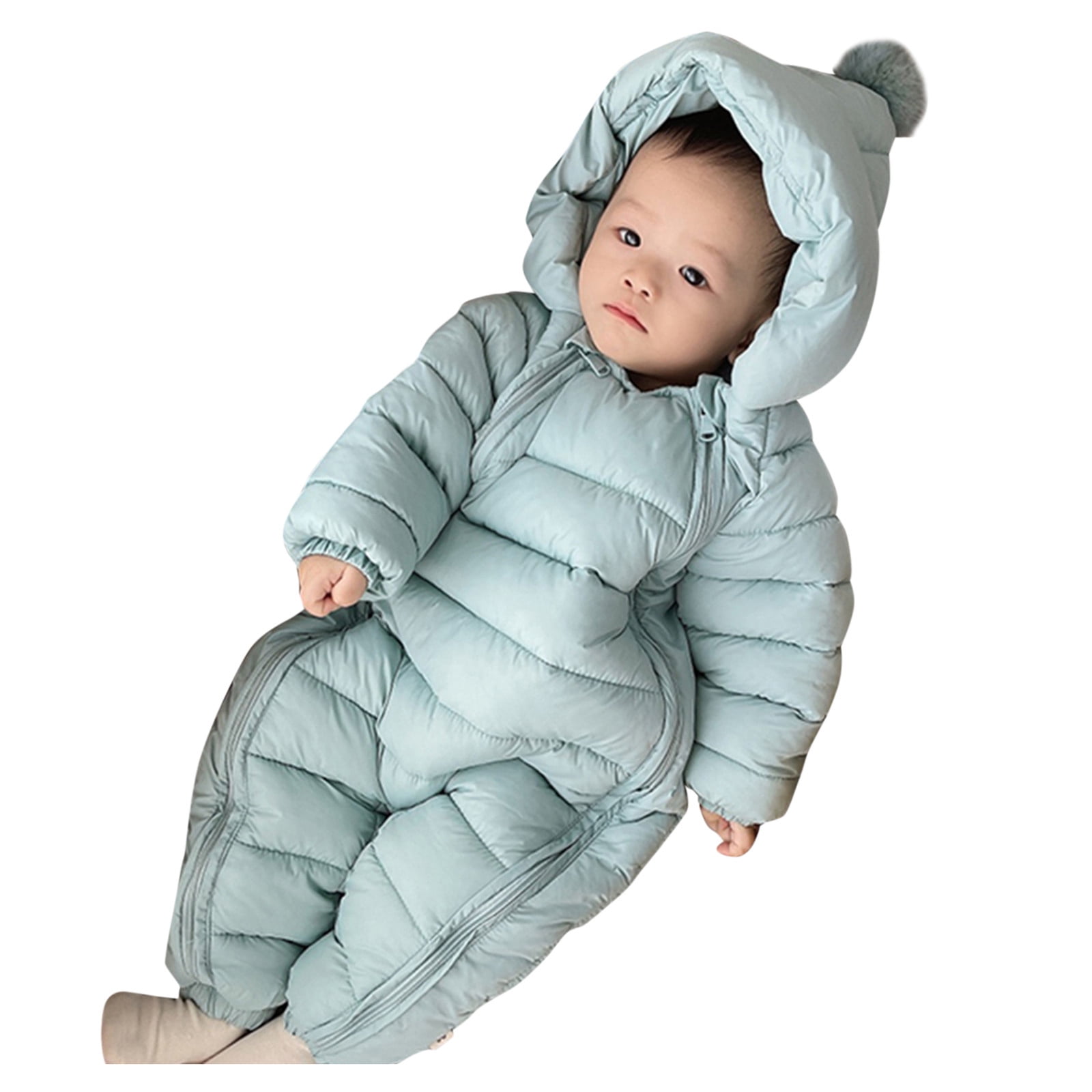 Baby Winter Snowsuit Coat Cute Romper Hooded Footie Lined Warm Jumpsuit Down Puffer Coat Romper Winter Baby Essentials 12-18 Months