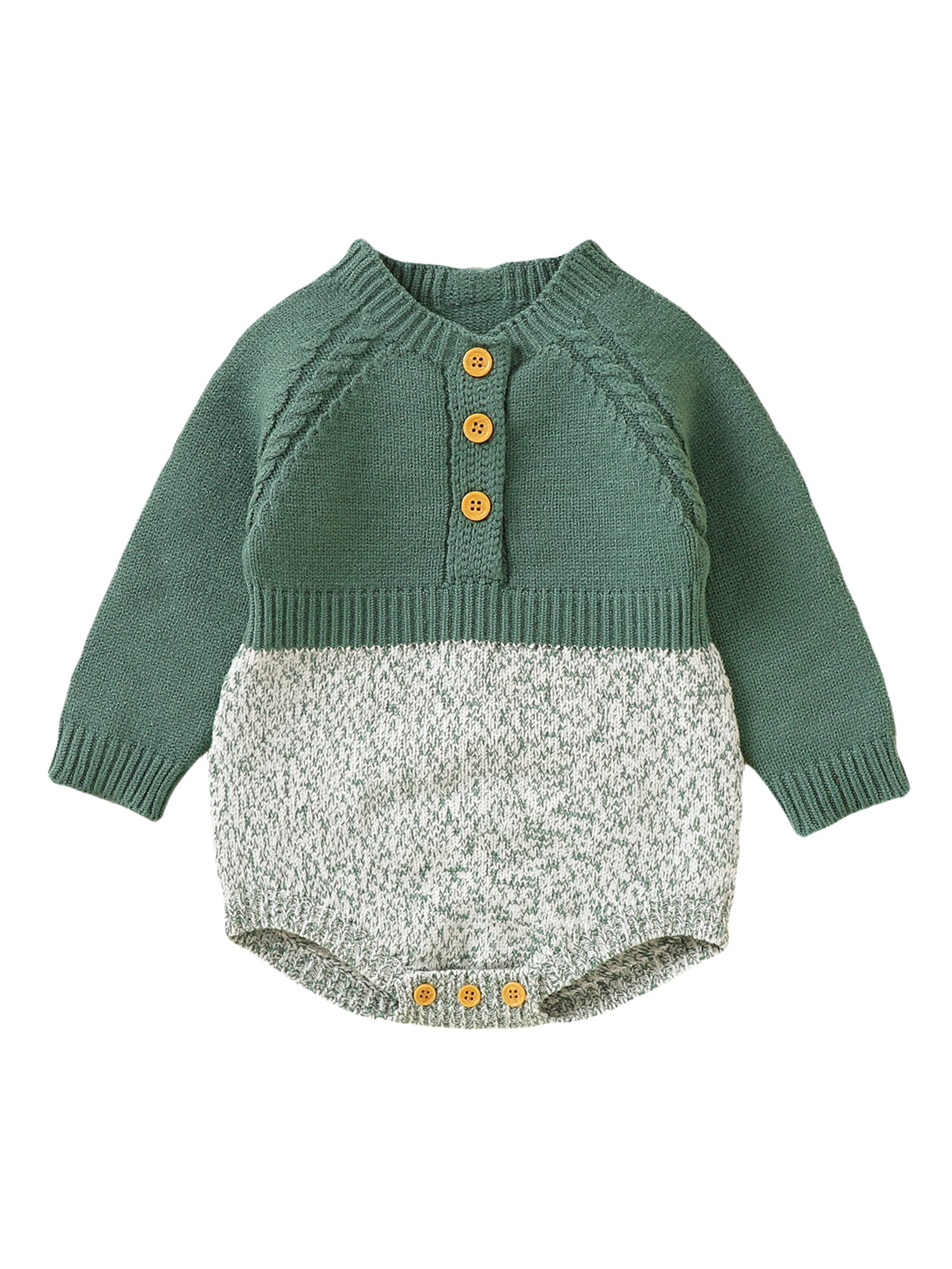 Baby Boys Girls Winter Sweater Rompers Long Sleeve Contrast Color