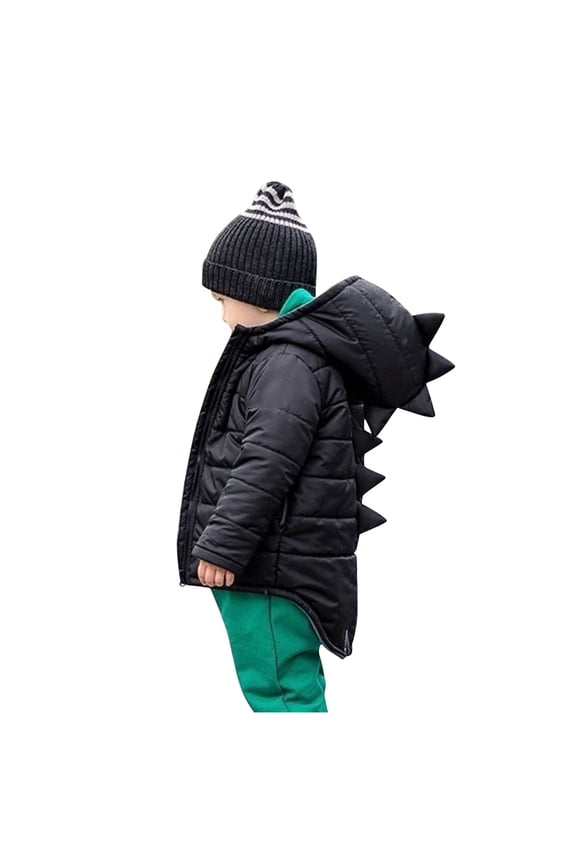 Baby Boys Girls Winter Thick Hooded Down Jacket Sleeve 3D Dinosaur Hooded Winter Coats for Kids with Hoods