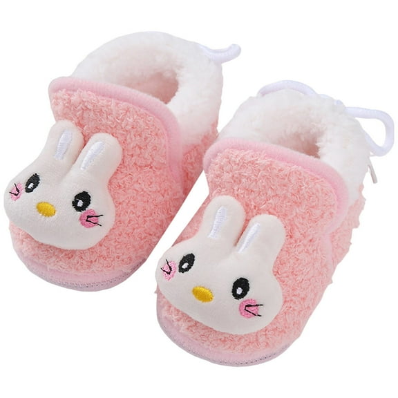 Baby Boys Girls Winter Warm Booties Cute Animal Cozy Fuzzy Slippers Toddler Infant Non-Slip Walking Shoes