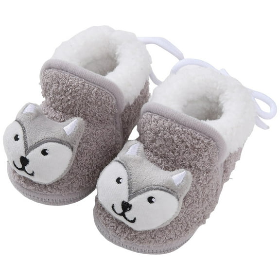 Baby Boys Girls Winter Warm Booties Cute Animal Cozy Fuzzy Slippers Toddler Infant Non-Slip Walking Shoes