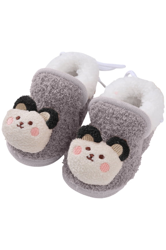 Baby Boys Girls Winter Warm Booties Cute Animal Cozy Fuzzy Slippers Toddler Infant Non-Slip Walking Shoes