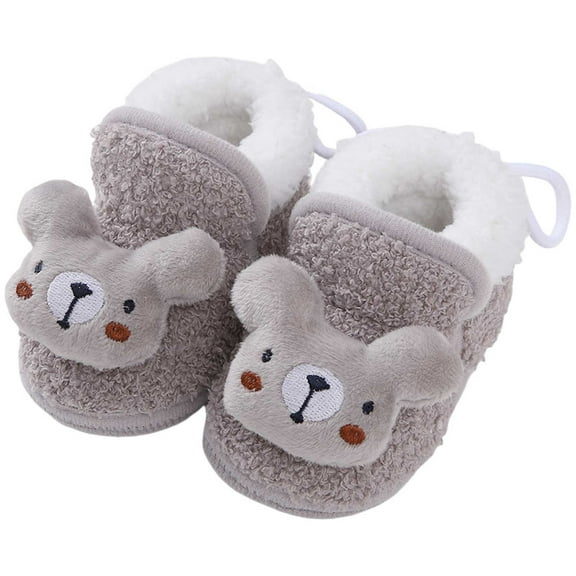 Baby Boys Girls Winter Warm Booties Cute Animal Cozy Fuzzy Slippers Toddler Infant Non-Slip Walking Shoes