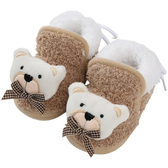 Baby Boys Girls Winter Warm Booties Cute Animal Cozy Fuzzy Slippers Toddler Infant Non-Slip Walking Shoes