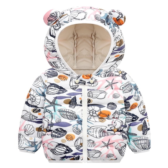 Baby Boys Girls Winter Warm Puffer Jacket Coat Kids 3D Ear Hooded Top Outerwear