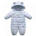 thumbnail image 1 of Baby Boys Girs Clothes Winter Bear Ears Hooded Rompers Thick Cotton Warm Zipped One Piece Outfit Children Snowsuit ,0-12M, 1 of 3