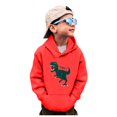thumbnail image 1 of Baby Boys Hoodies Dinosaur Printed Drop Shoulder Outwear Trendy Spring Casual Girls and Toddlers' Pullover Hoodie Sweatshirt,A2-Red,3-4 Years, 1 of 6