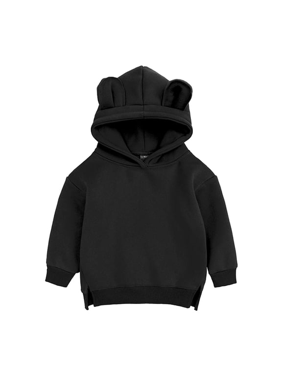 Baby Boys' Jacket Spring Kids Hoodies Bear Ears Baby Boys Girls Hoody Children Pullover Outerwear New Fall Jackets Winter Outerwear Black 3-4T