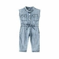 thumbnail image 1 of Baby Boys Jogger Pants Toddler Girls Baby Summer Sleeveless Solid Color Denim Romper Jumpsuit Jeans Wear New Jumpsuit Blue 6-7T, 1 of 9
