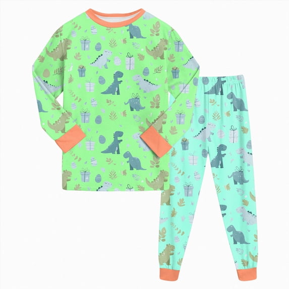 Baby Boys Long Sleeve Top And Pants Snug Fit Cotton Pajama Set,Skin-Friendly 6-12 Months 12-24 Months 2t 3t 4t 5t 6t 7t 8t 9t Children(Light Green,4-5 Years)