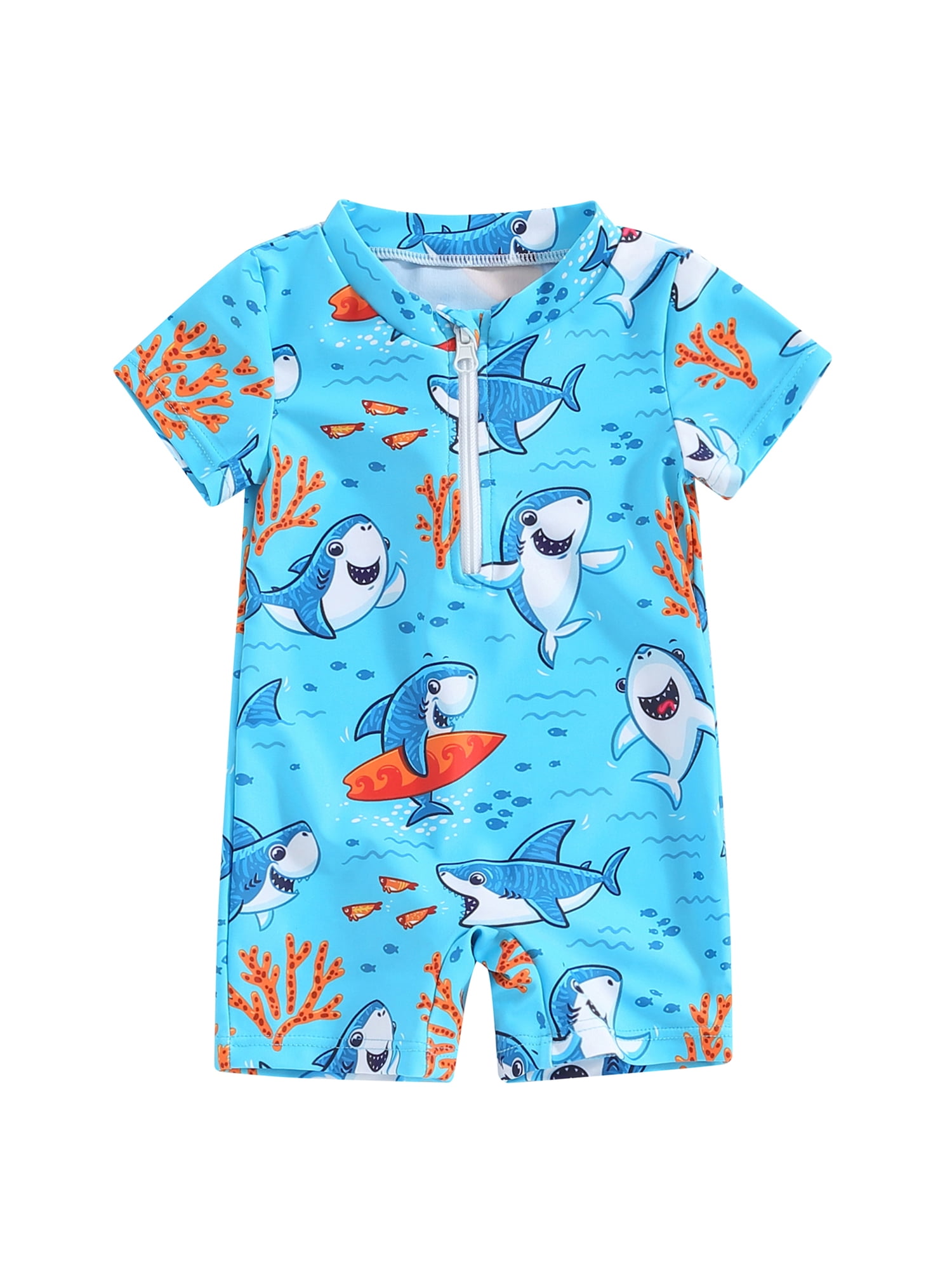 Baby Boys One Piece Swimsuit Bathing Suit Zipper Rash Guard Kid Short