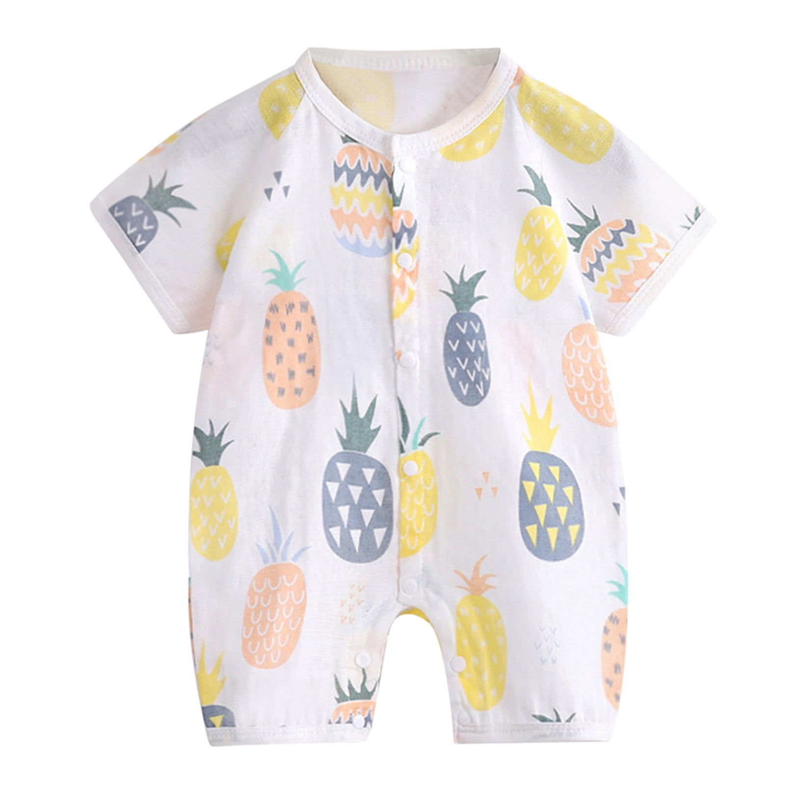 Baby Boys Onesies Summer Outfit Infant Button Cartoon Dinosaur Floral
