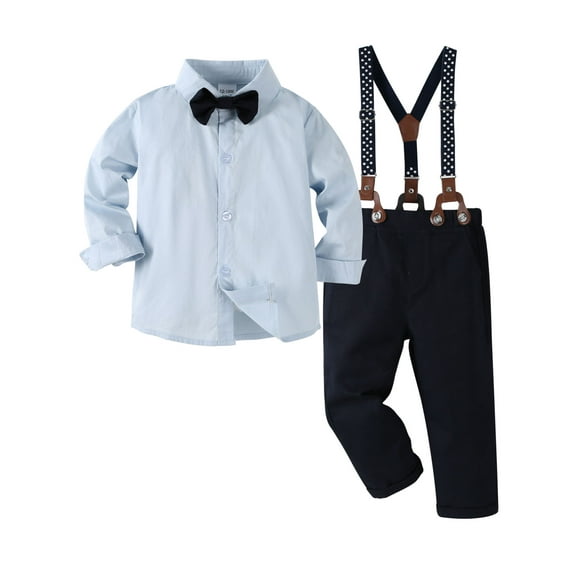 Baby Boys Outfit Clothes Suit 1-5 Years Tuxedo Gentleman Dress Shirt Suspenders Pants Formal Party