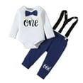 thumbnail image 1 of Baby Boy Outfits Long Sleeve Romper Bodysuit Pants First Birthday Gentleman Outfits Set For Boy 12-18 Months, 1 of 7