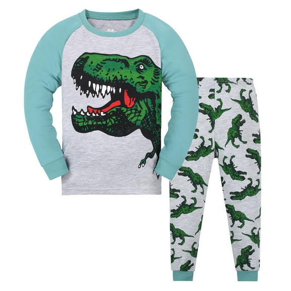 Baby Boys Outfit Pajamas Dinosaur Cotton 2 Piece Train Sleepwear Fall Winter Clothes for Boys Size 1-2T