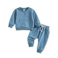 thumbnail image 1 of Baby Boys Outfit Sets Long Sleeve Solid Color O Neck Tops With Pants Fall Infant Clothes Streetwear, 1 of 8