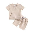 thumbnail image 1 of Baby Boys Outfits Short Sleeve Solid Color T Shirt Tops Shorts Casual Sports Set Kids Clothes Beige 2 Years-3 Years, 1 of 5