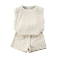 thumbnail image 1 of Baby Boys Outfits Sleeveless Solid Color O Neck Tank Top Shorts Loose Tracksuit Sports Two Piece Set, 1 of 3