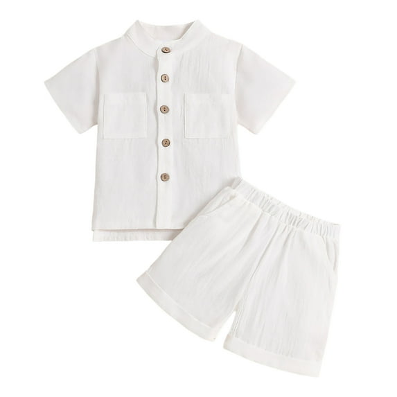 Baby Boys Outfits Summer Casual Short Sleeve Solid Gentleman Hawaii Beach Holiday T Shirt Shorts Kids Clothes WH1 3 Years-4 Years
