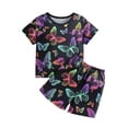 thumbnail image 1 of Baby Boys Outfits Summer Short Sleeve Luminous Butterfly Print T Shirt Tops Shorts Kids Clothes Black 18 Months-24 Months, 1 of 5