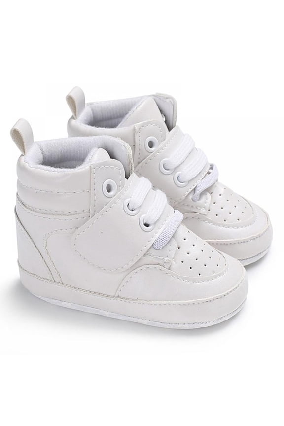 Baby Boys PU Anti-Slip Shoes Sneakers Toddler High Top Soft Soled Antislip Walkers