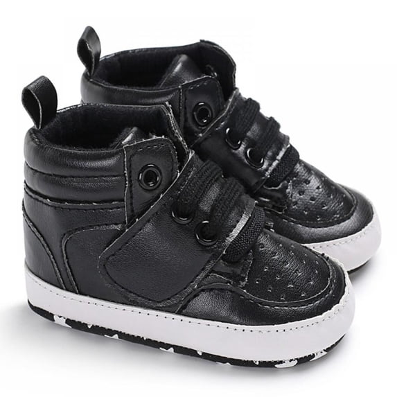 Baby Boys PU Anti-Slip Shoes Sneakers Toddler High Top Soft Soled Antislip Walkers
