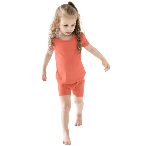 Baby Boys Pajamas Set Solid Nightgown Summer Crewneck Top and Shorts Boys Pajamas 6-12 Months