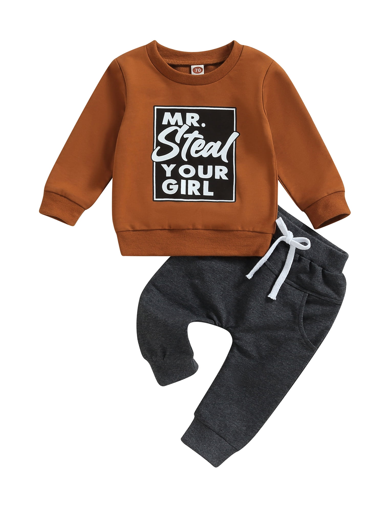 Baby Boys Pants Set, Long Sleeve Letters Sweatshirt Sweatpants