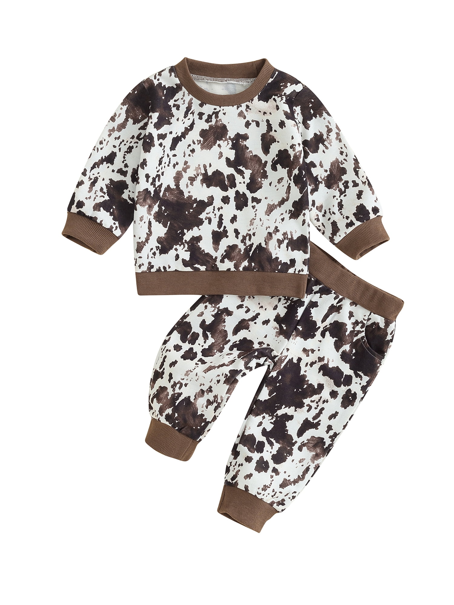 Baby Boys Pants Set, Mottled Print Long Sleeve Sweatshirt Sweatpants