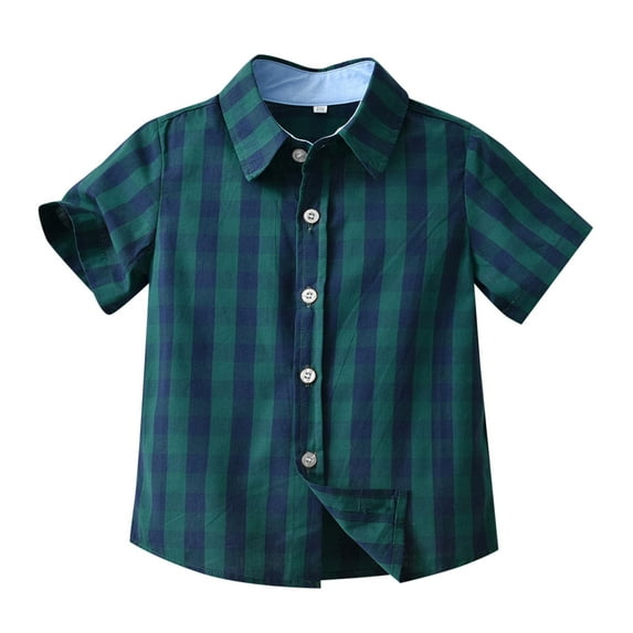 Baby Boy's Short Sleeve Shirt Summer Button-Up Formal Dress Shirts