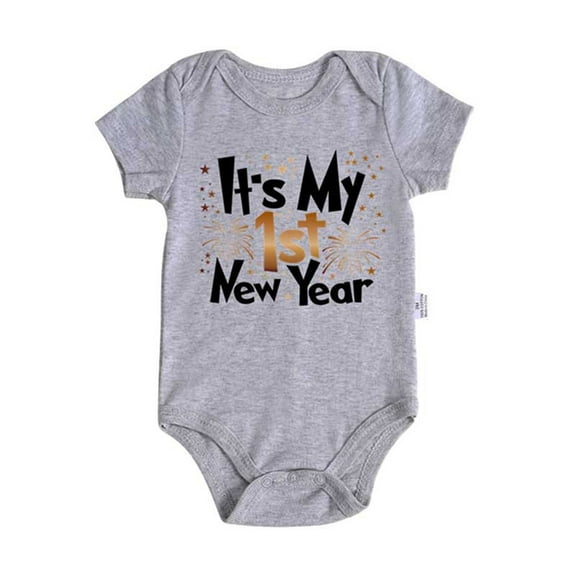 Baby Boys Romper My First Christmas Baby Boy Outfit New Year Cute Casual Jumpsuit Letter Print Boy Girl Bodysuit Grey 3-6 Months