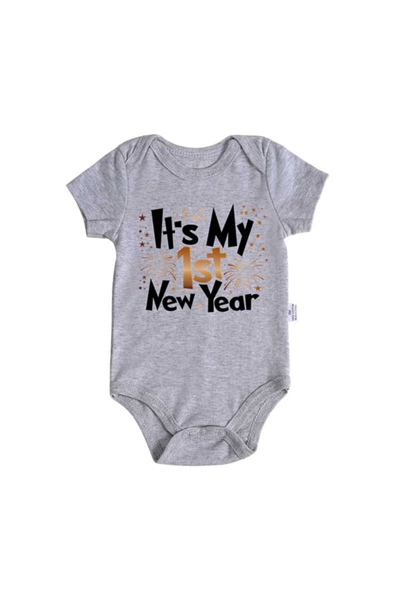 Baby Boys Romper My First Christmas Baby Boy Outfit New Year Cute Casual Jumpsuit Letter Print Boy Girl Bodysuit Grey 6-9 Months