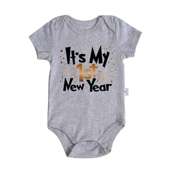 Baby Boys Romper My First Christmas Baby Boy Outfit New Year Cute Casual Jumpsuit Letter Print Boy Girl Bodysuit Grey 9-12 Months