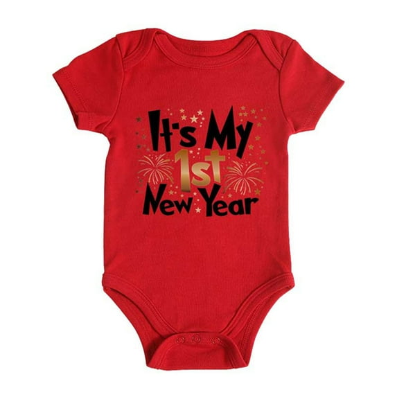 Baby Boys Romper My First Christmas Baby Boy Outfit New Year Cute Casual Jumpsuit Letter Print Boy Girl Bodysuit Red 6-9 Months