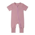 thumbnail image 1 of Baby Boys Romper Short Sleeve Footless Jumpsuit Soft Zipper Pajama Sleeper Comfortable Playwear for Toddler 0-3 Months Hot Pink, 1 of 8