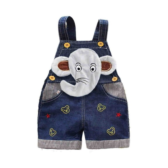 Baby Boys Rompers Cute Animal Pattern Denim Suspender Jeans Overalls Sleeveless Summer Unisex Playsuit Cute Dailywear One-Pieces Clothes