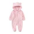 thumbnail image 1 of Baby Boys Rompers Unisex Winter Solid Warm Snowsuit Cute Bear Ear Hooded Footed Romper Casual Coverall Onesies, 1 of 3