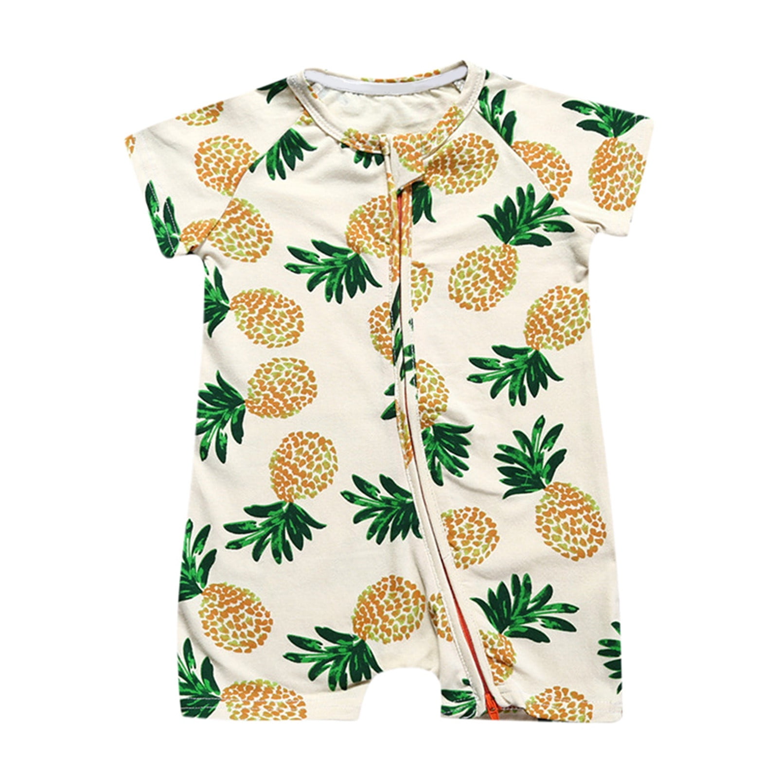 Summer Arrival Baby Boys Cartoon and Letters Pattern Short Sleeves Rompers with Turn-down Collar