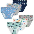 thumbnail image 1 of Baby Boys Sharks Underwear Kids Children Cotton Dinosaurs Panties Breathable Striped Comfort Briefs (Pack of 6) 4T, 1 of 6