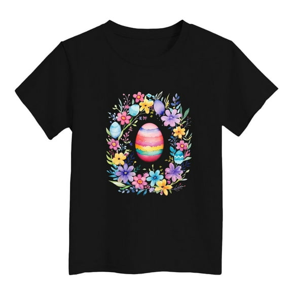 Baby Girls Boys Easter Shirt Easter Print Summer Crewneck Tops Basic Tees Outfits For Girls 12-18 Months