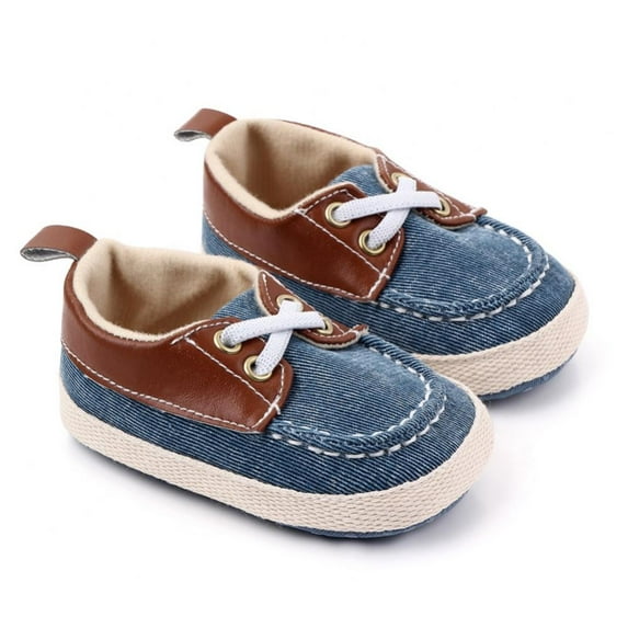 Baby Boys Shoes Soft Sole Infant Canvas Sneakers Lace-up Cozy Shallow Shoes Toddler Prewalker Newborn First Walker Crib Shoes Solid Color 0-18M