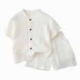 thumbnail image 1 of Baby Boys Short Set Infant Toddler Boys Button Down Short Tops with Cotton Gauze Shorts Summer Beach Outfit 12 18 24 Month 3T 4T 5T Toddler Boy Outfits Kaprioy, 1 of 4