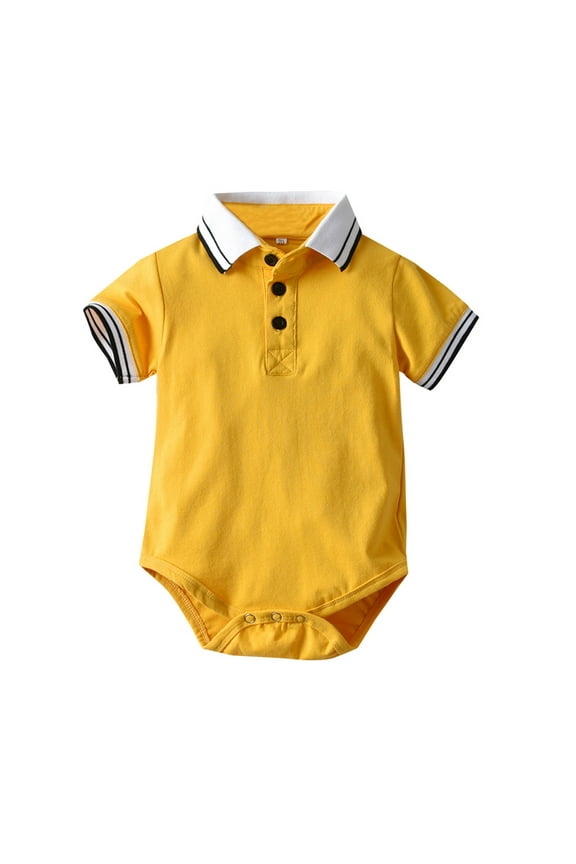 Baby Boys Short Sleeve Gentleman Solid Striped Romper Bodysuit Clothes,Size 3 Months-6 Months